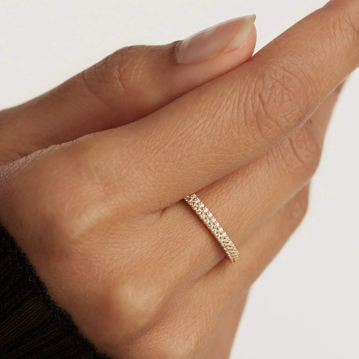 The Diamond Whisper – Pavé Eternity Ring in 18K Yellow Gold